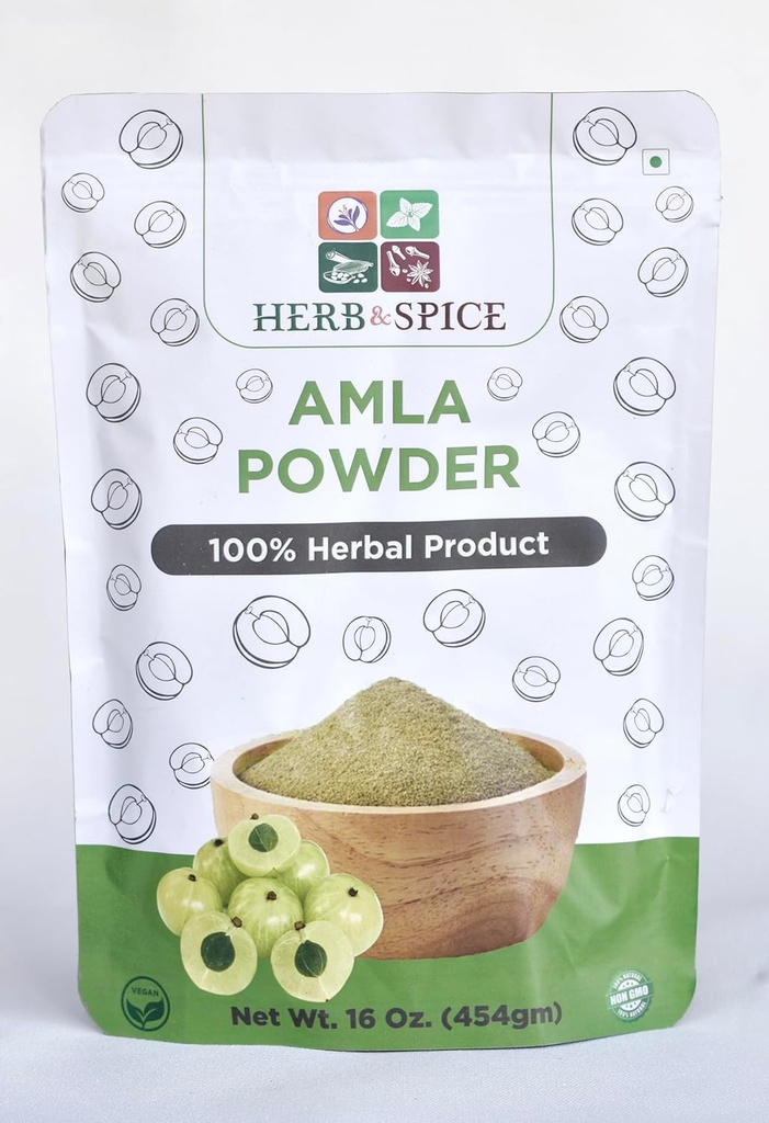 Organic Amla Powder, Lab Tested, pro těžké kovy, Vegan & gluten zdarma, Indian Gooseberry Powder, Vitamin C pro imunitní systém, 100% Ayurvedic Superfood, Antioxidanty, Non- GMO 1 LB (454 Gram)