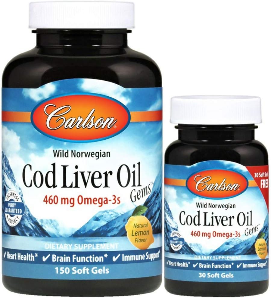 Carlson Laboratories Cod Jaterní olej Gems - Lehké Lemon 1000 Miligramy 150 + 30 Sgels