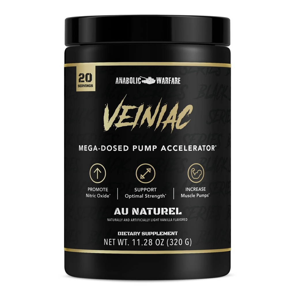 Anabolické Warfare Veiniac Muscle Pump Activator Dodatek Stimulant Free Pre- Cvičení s L- Citrulline, Betaine Bezvodý, & Přidáno AGMass ™, zvyšuje oxid dusnatý *, Natural 20 Služeb