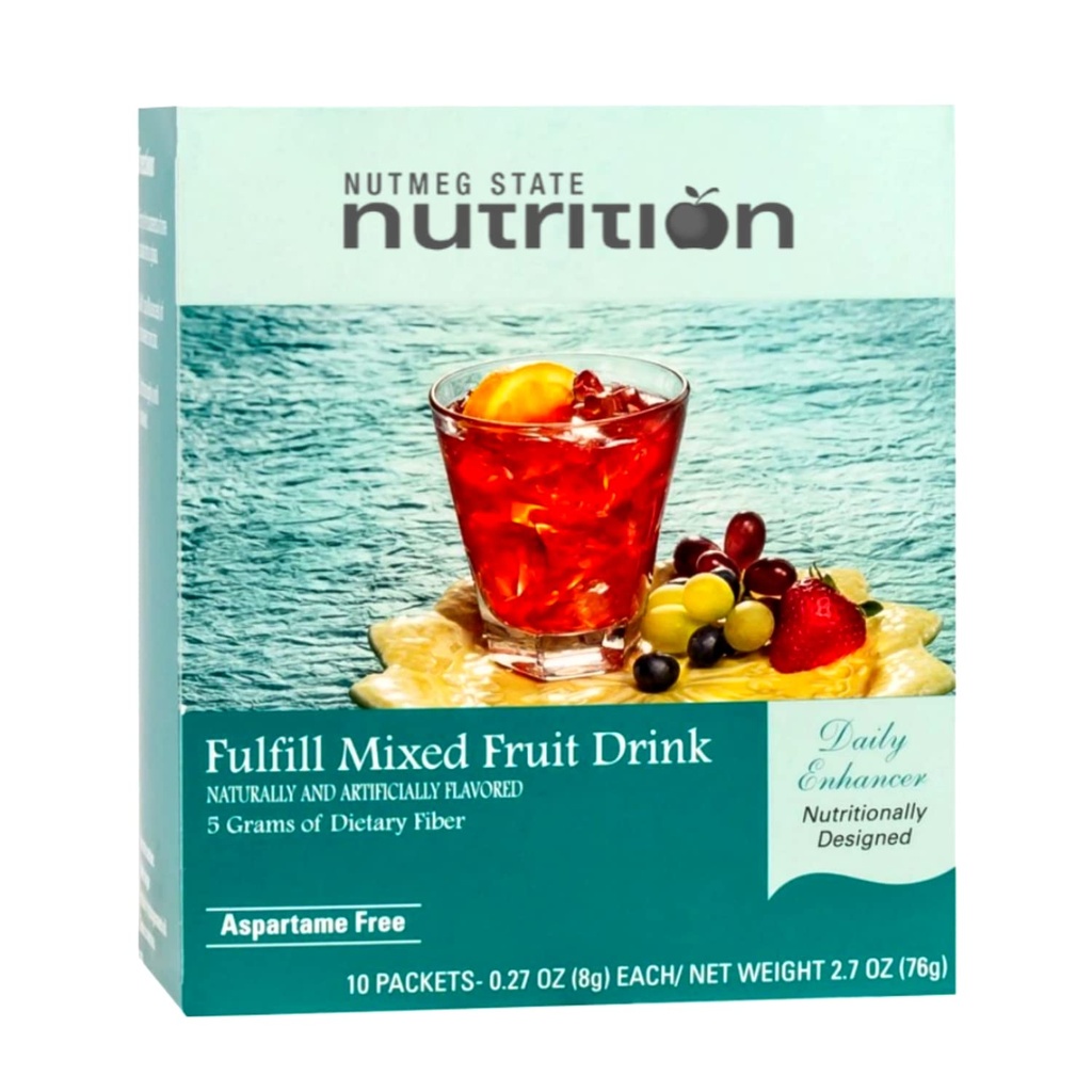 Numeg State Nutrition - Fulfill High Fiber Drink Mix, Nízká kalorie, Tuk zdarma, Cukr zdarma, Přirozeně ochucené, Ideální protein kompatibilní, Aspartam zdarma, 10 Servings Per Box (Smíšené ovoce)