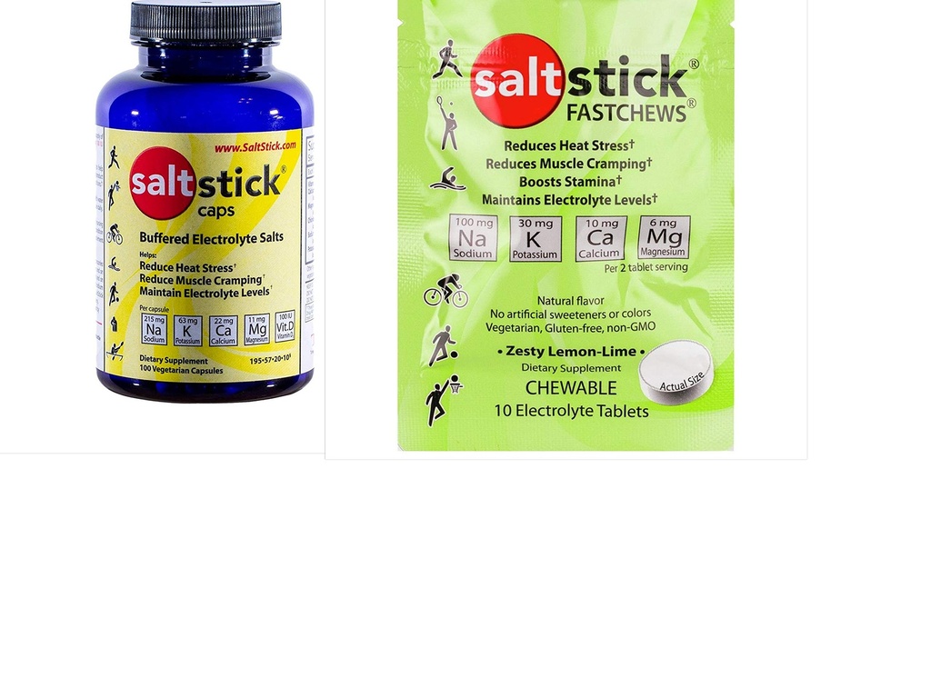 Saltstick Electrolyte Kapsle (100 Kapsle) Incl. Comp. FastChews Trial Pack