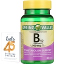 Jarní údolí Timed- Release Vitamin B12 Tablety, 1000 Mcg, 60 Počet, B12 Komplex pro ženy a muže Bundle s 45 Diabetes Decoded