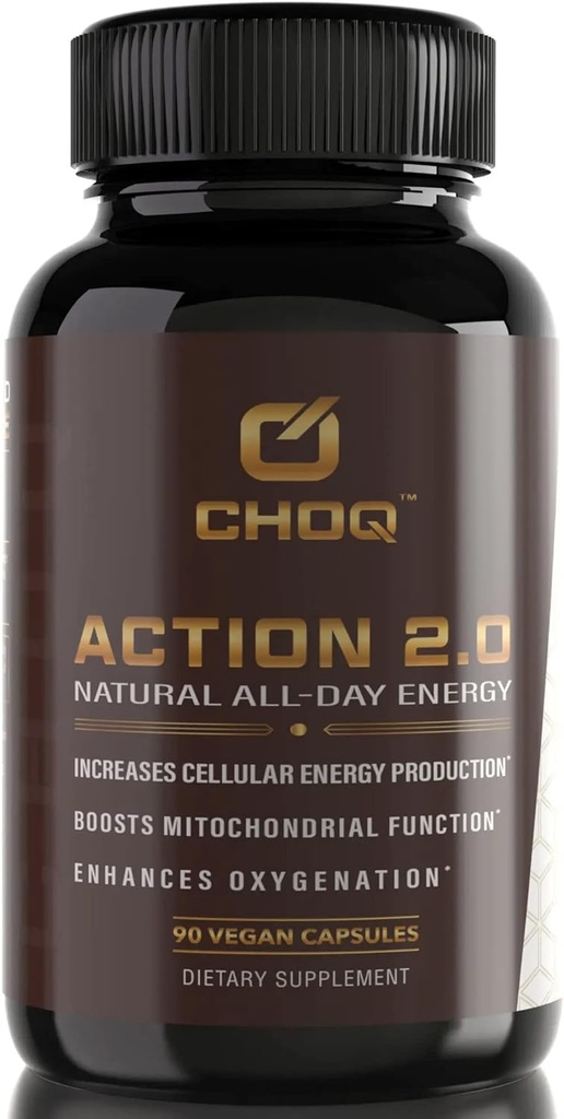 CHOQ Action 2.0 Energy & Circulation Support - Rhoddiola Rosea, Beetroot & B12 Supplement - Oxidový booster pro muže a ženy - Focus & Recovery - 90 Kapsle