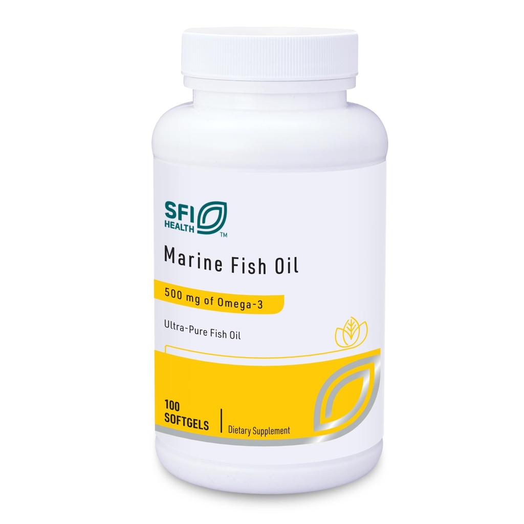 Klaire Labs SFI Health Marine Fish Oil - Ultra čistý 300 miligramů EPA & 200 miligramů DHA Omega 3 Neochucený rybí olej bez rybí chuti, Cholesterol- Free & gluten- Free (100 Softgels)