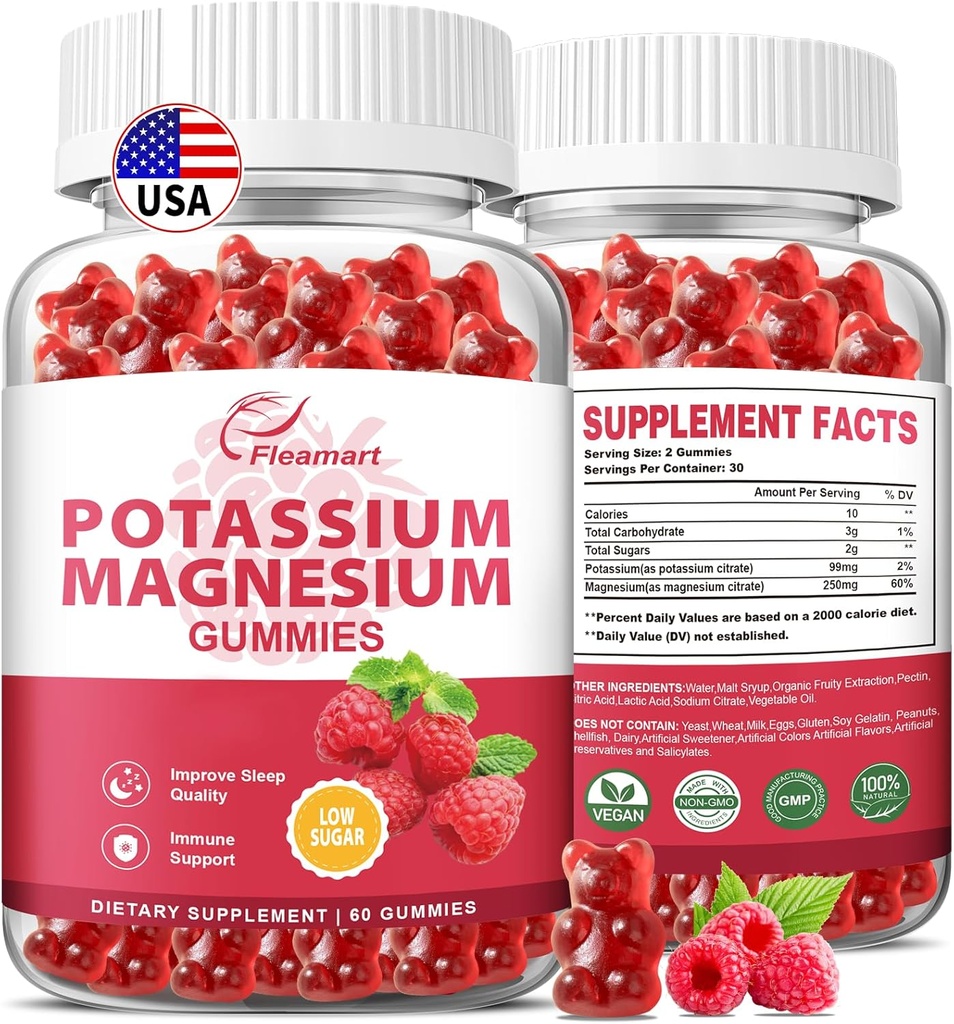 Draslík Magnesium Gummies Draslík Citrát 99mg Magnesium Citrát 250mg Magnesium Draslík Komplex, Imunitní podpora, 60 Malina Gummies 2 Balení