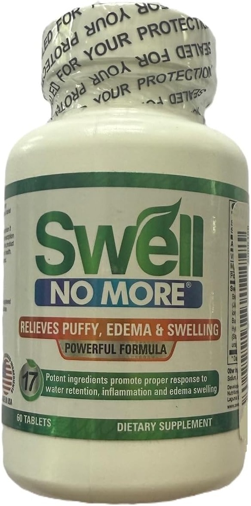 Swell No More for Water Retention, Dietní dodatek, 60 Tablety, Relieves Pufness, Edema a Otok