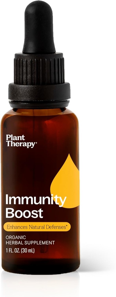 Plant Therapy Organic Immunity Boost tinktura 30 ml (1 oz) s Ehcinacea, Elderberry & Lemon Balm Extract, Podporuje zdravý imunitní systém, přírodní obrana proti sezónní hrozby