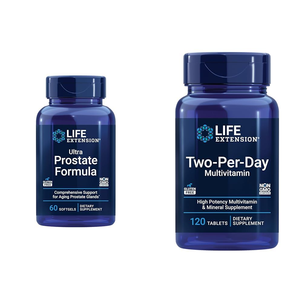 Life Extension Ultra Prostate Formule, Saw Palmetto pro muže, pygeum, bodavá kopřivka, lykopen & Two- Per- Day High Potency Multi- Vitamin & Mineral Supplement - Vitamíny, Minerály