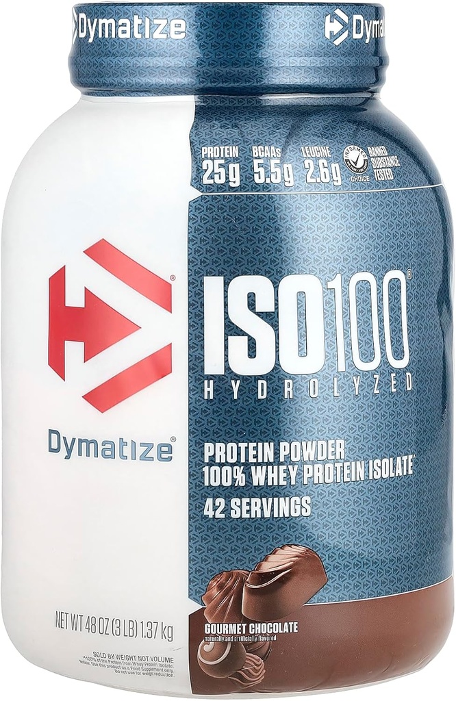 Dymatize ISO100 Hydrolyzovaný, 100% syrovátkový proteinový izolát, Gourmet Chocolate, 3 lb (1.37 kg)