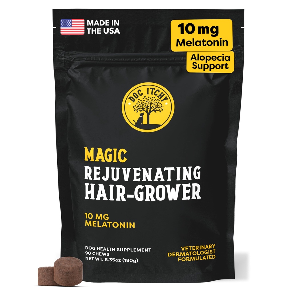 Doc Itchy Omlazující vlasy - Grower Dog Pet Chews 124; 10mg Melatonin pro psy CZ124; Vlasový růstový booster CZ124; Senior Dog Energizer CZ124; Calming CZ124; Medical- Strength CZ124; Potravinové alergie Safe CZ124; Vegan CZ124; 90 Count