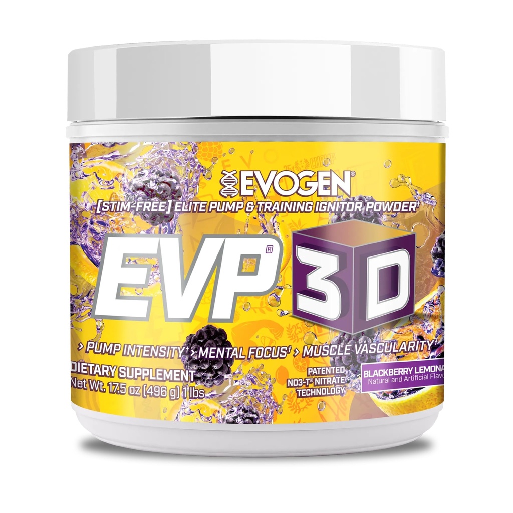 Evogen EVP-3D PHARMAN 124; Extrémní Pre- Workout Pump Ignitor, Arginine Nitrate, Citrulin, Beta- Alanin, Lions Mane PHARMAN 124; BlackBerry Lemonade GARMAN 124; 40 Služeb
