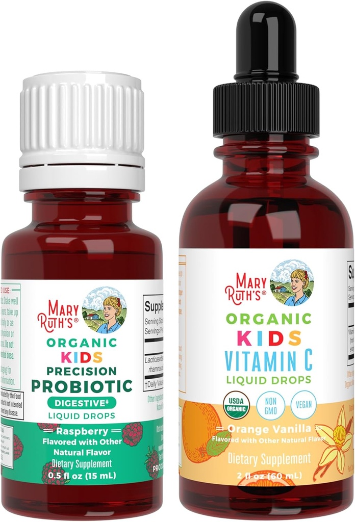 MaryRuth Organics Precision Probiotic & Vitamin C Kapky pro děti 124; USDA Organic, Clean Label Project Ověřený ® PHARMAN124; Gut Health, Imunitary Support, & Celkově Wellness PHARMAN124; Vegan, Non- GMO, Gluten zdarma
