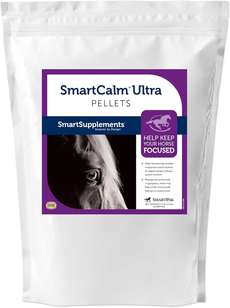SmartCalm Ultra Pellet CLANEK124; Kalming Koňské doplňky CLANEK124; bez přidaných Bylin nebo cukru CLANEK124; Doplňkový koňský doplněk CLANEK124; Pomáhá minimalizovat nadměrnou Skittishness CLANEK124; 56 Servings CLANEK124; 7.5 lb Bag