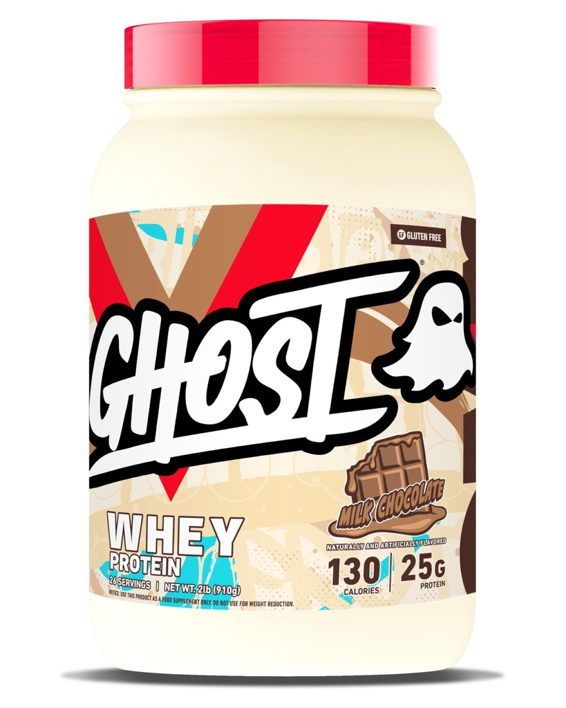 GHOST Syrovátkový proteinový prášek, mléčná čokoláda - 2LB, 25G proteinu - syrovátkový protein Blend - The Post Workout Fitness & Nutrition Shakes, Smoothies, Pečení a vaření - Soy & gluten- Free