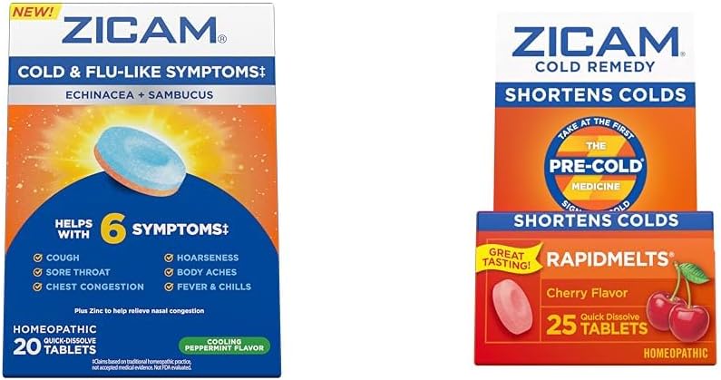 Zicam Cold & Flu Symptomy 20 Tablety Cold Remedy Zinek Rapidmelts 25 Počet Homeopatických Studené Shortising Svazky