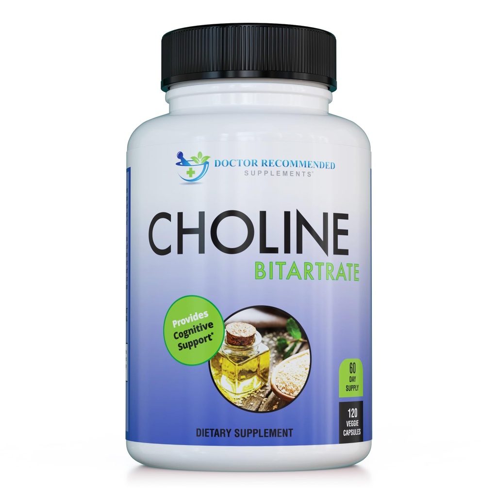 Premium Choline - 500 mg - 120 Veggie Kapsle - podle DOCTOR DOPORUČENÉ DOPORUČUJE - Podporuje kognitivní zdraví, paměť a další