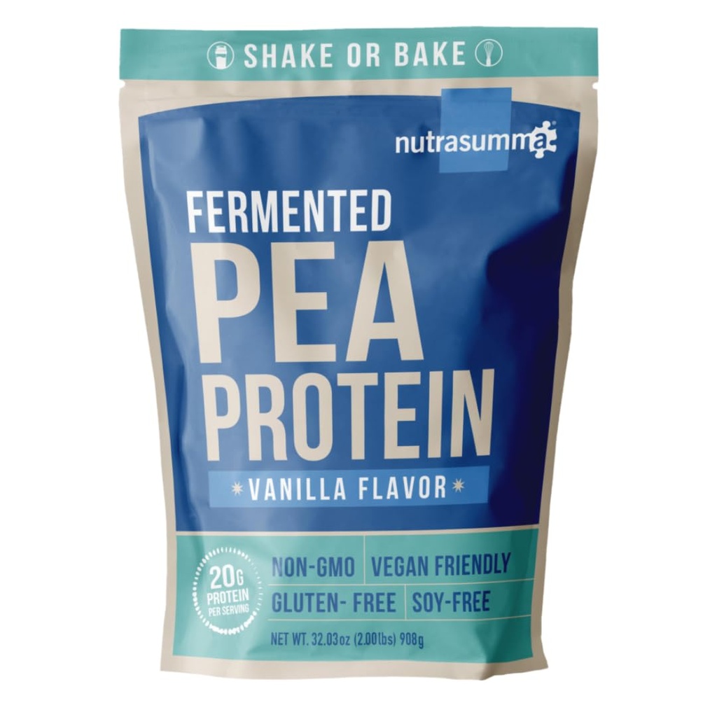 Nutrasumma Pea Protein Powder, Vanilla Vegan Flavor, 100% rostlinný, bez umělé sladkosti, Non- GMO, Gluten Free & Soy Free, 2 LB