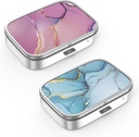 Pouzdro 2 Kompartment Small Pill Case, Přenosné pro kapesní nebo Purse Pill Pořadatel Pill Držák na držák vitaminy, léky, rybí olej a doplňky (2PCS)