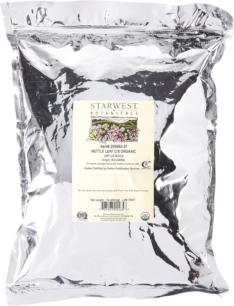 Starwest Botanicals Organic Nettle Leaf Tea Loose Cut and Sifted, 1 Pound Bulk - 1 počet