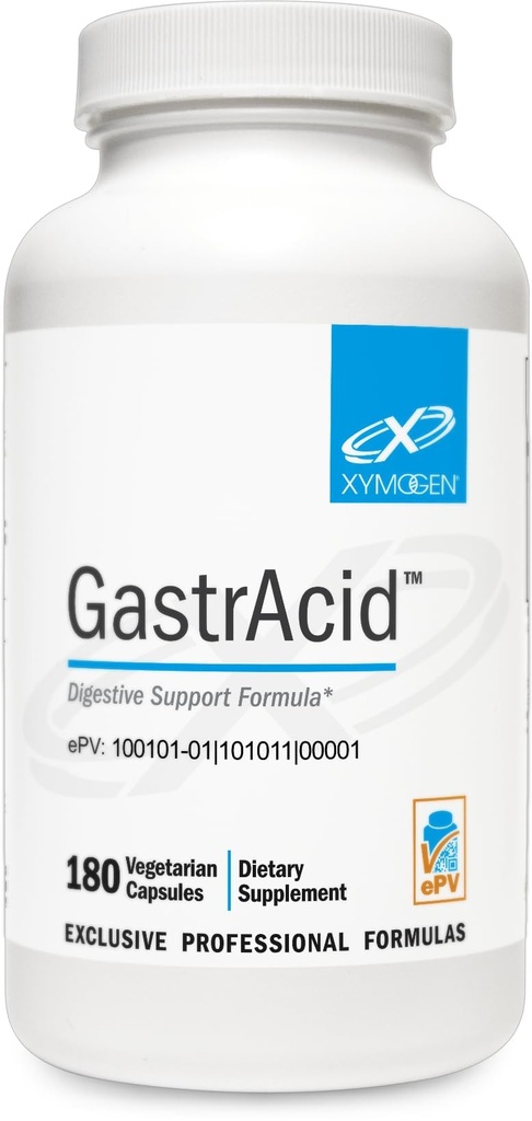 XYMOGEN Gastracid - Betaine HCl s Pepsin, L- glutamová kyselina + Gentian root Digestion, Nutrient Absorption + Zdravé pH žaludku - Gut doplněk zdraví (180 Kapsle)