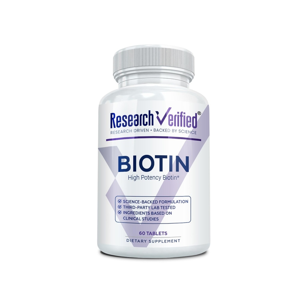 Výzkum ověřený Biotin - Čistá biotin Extra síla 10,000mcg pro zlepšení zdraví vlasů, kůže a nehtů - 60 Vegan Tablety, Vyrobeno v USA