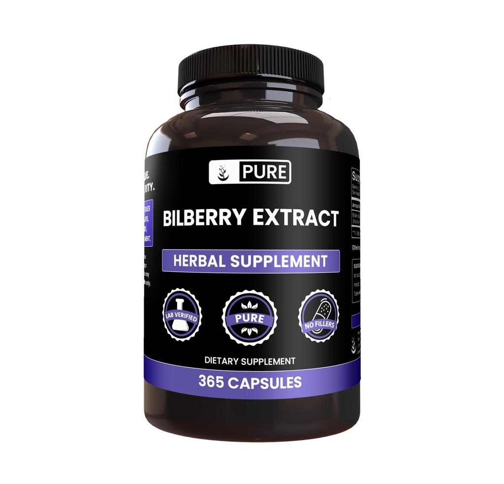Čisté původní ingredience Bilberry Extract (365 Kapsle) Ne hořčík nebo rýžové plnidla, Vždy čisté, Laboratorní ověřené