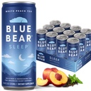 Blue Bear Melatonin Sleep Drink, Spánkový čaj pro Bedtime Support, White Peach Tea with Melatonin (5mg), Levandule, Ashwagandha, Heřmánek, GABA, L-Theanine, Caffeine-Free, Nulový cukr, 8.4 Fl Oz 12-Pack