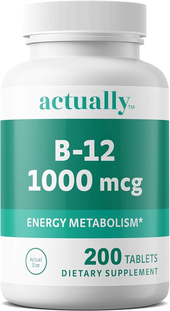 Vitamin B12 1000mcg Tablety 200ct Energetický metabolismus pro dospělé, 200Day Supply, 200 Počet