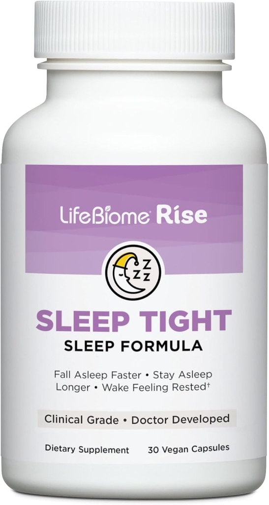 Zdravé směry LifeBiome Rise Sleep Těsný s okamžitým a rozšířený -uvolnění melatonin Plus GABA v inovativních microbeadlet pomáhá vám vítr dolů rychle pro hluboké, obnovené Zzzs