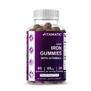 Vitamatic Iron 65 mg Gummies dodatek pro ženy a muže - 60 Vegan Gummies - Great Ochutnávání Iron Gummy Vitamíny s vitamínem C (1)