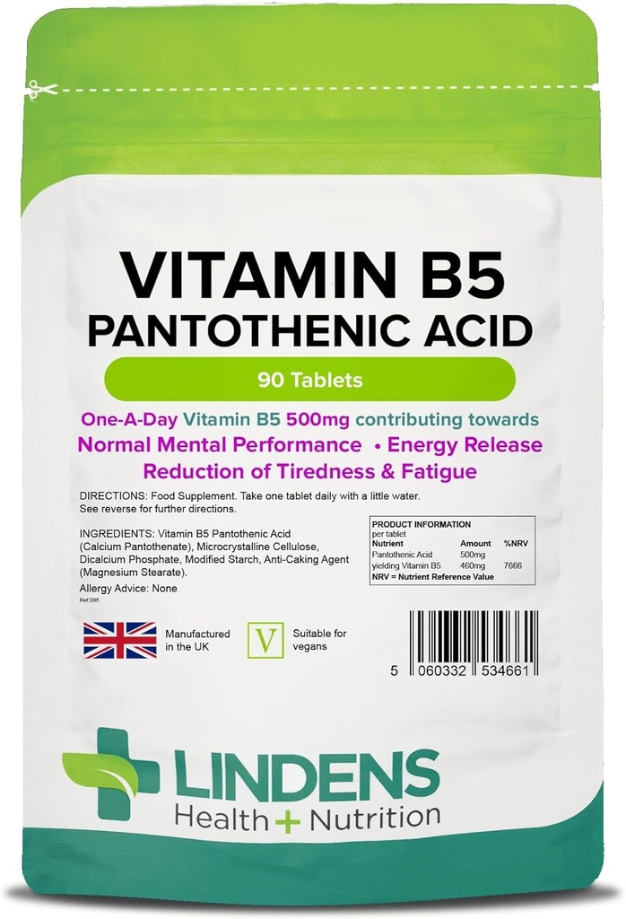Lindens Vitamin B- 5 B5 100 x 460mg tablety (Pantotenová kyselina)
