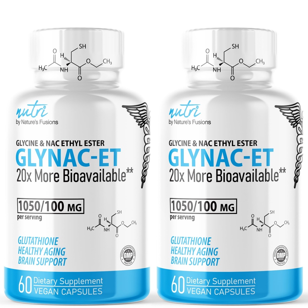 Příroda 's Fusies GlyNAC-ET NAC dodatek N-Acetyl Cysteine Ethyl Ester - 20x Biologicky dostupný - Glycine & N-acetylcystein Ethyl Ester Anti Aging Supplement, Boost Glutathione Pack of 2-120 Count