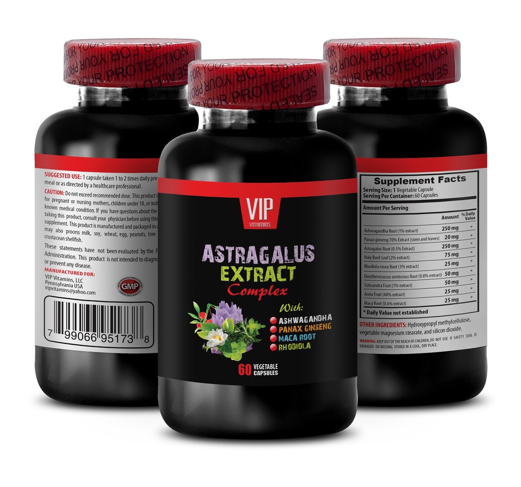 Astragalus komplex - ASTRAGALUS EXTRACT COMPLEX s Ashwagandha, Panax ginseng, Astragalus, Maca - svatá bazalka tobolky, astragalus imunitní podpora, astragalus extrakt tobolky 1 Lahvička 60 Kapsle