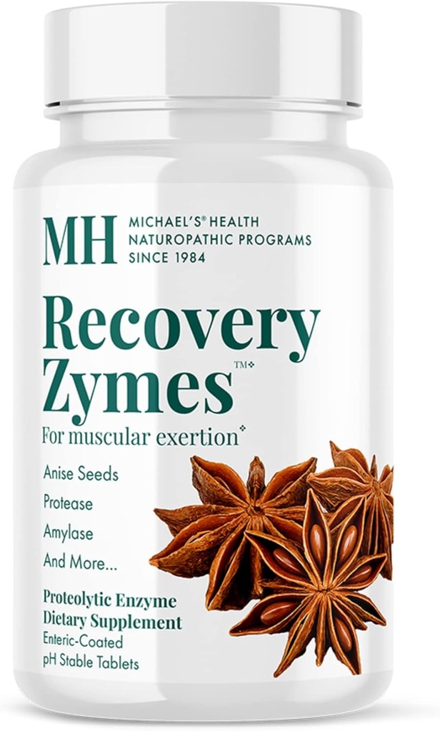 MICHAEL 's Health Naturapatic Programs Recovery Zymes - 180 Enteric Coated pH Stable Tablets - Proteolytic Enzyme Supplement - Podporuje přírodní zánětlivé reakce - 30 Služeb