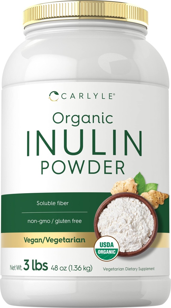 Carlyle Organic Inulin Powder 48oz Côte 124; Prebiotický fiber z Jeruzaléma Artichoque Côte 124; Vegan, Vegetarian, Non- GMO & gluten zdarma