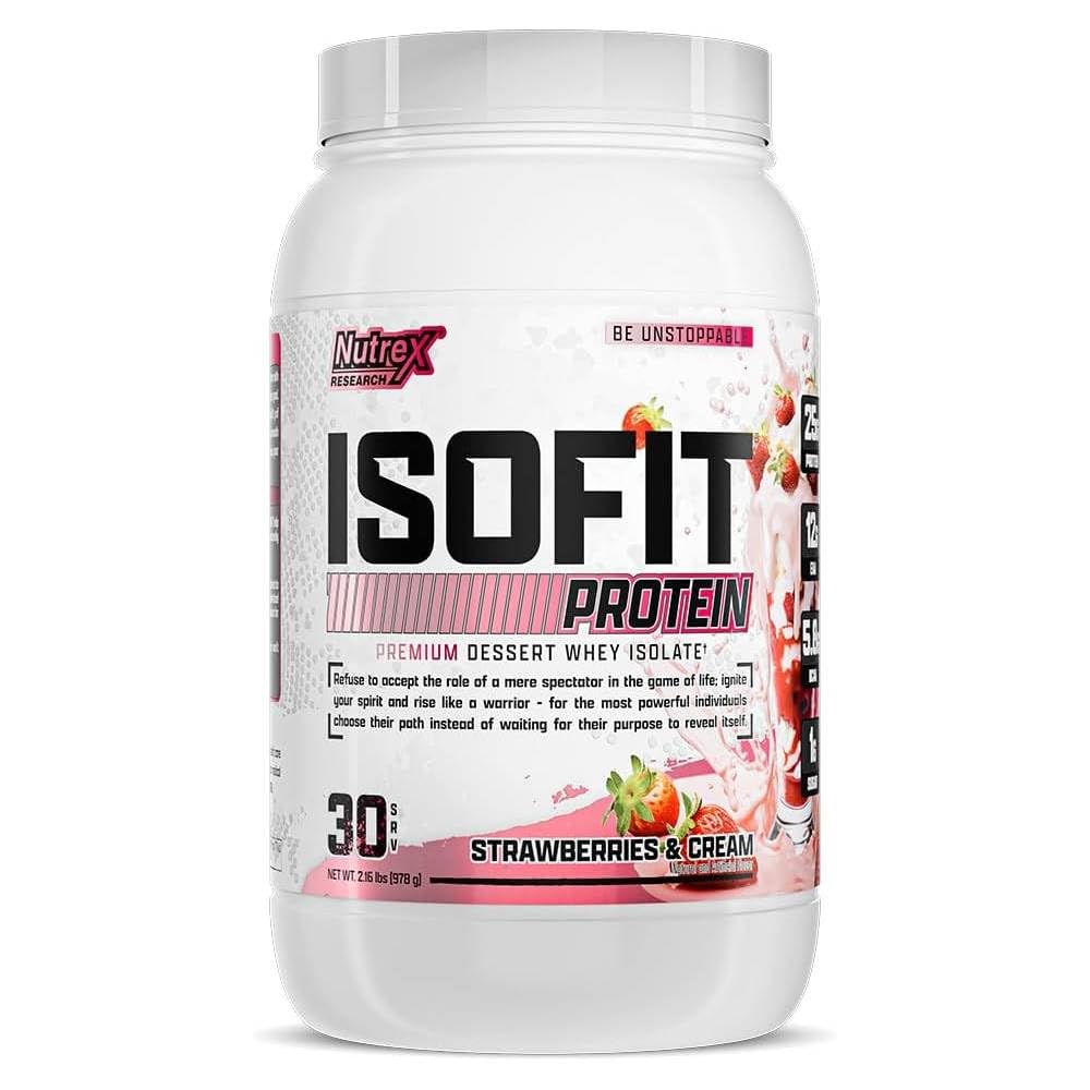 Nutrex Research IsoFit Whey Powder Instantized 100% Syrovátkový proteinový izolát (30 Služeb (balení po 1), Jahody & Cream)