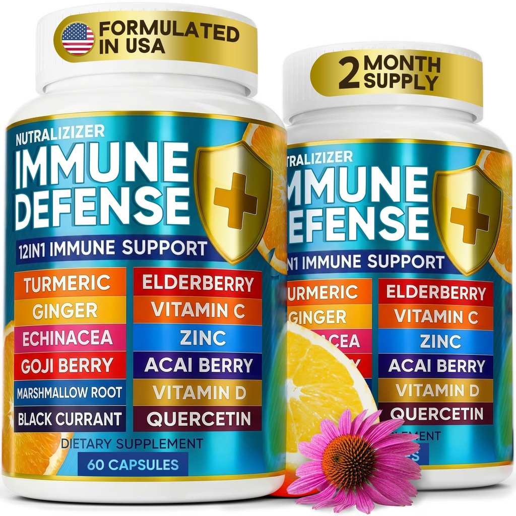 12 z 1 Premium Imunitate Defense Vitamíny - Imunitní doplněk w / Vitamin D3 5000 IU Vitamin VÝDEJ 1000mg Zinс 50mg - Luxe Choice for Premium Imunitary Support - s Echinacea Elderberry a Ginger - 120 Caps