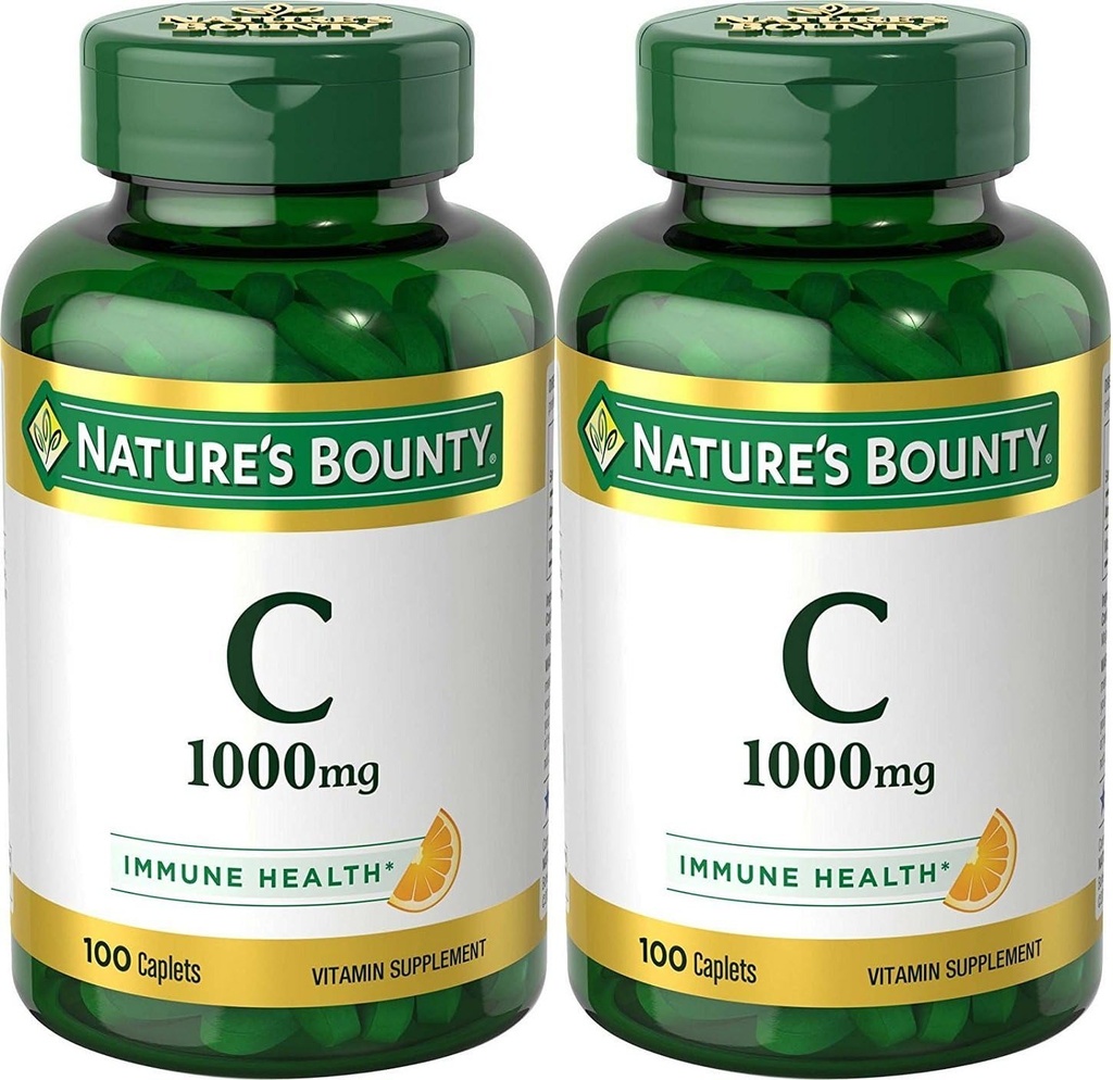 Nature 's Bounty Vitamin C, 1000mg, Podporuje imunitní zdraví, 100 kaplet (Balení po 2)
