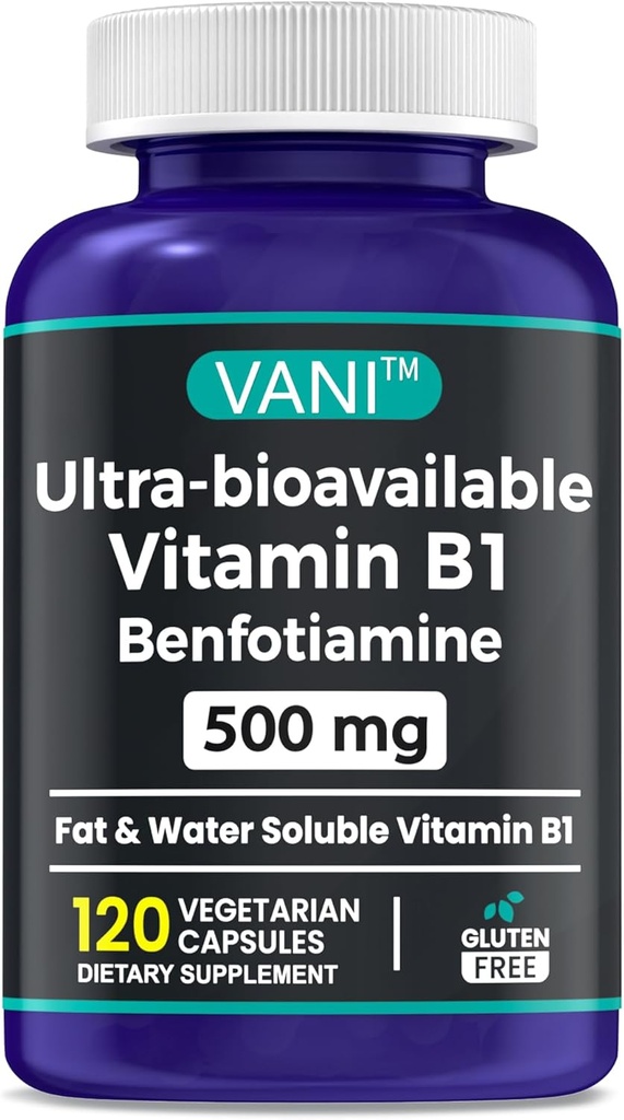 2 v 1 Vylepšený vzorec: Vitamin B1 s Benfotiamin 500mg, Tuk Rozpustný doplněk vitaminu B-1, 500 mg - 120 Kapsle (1)