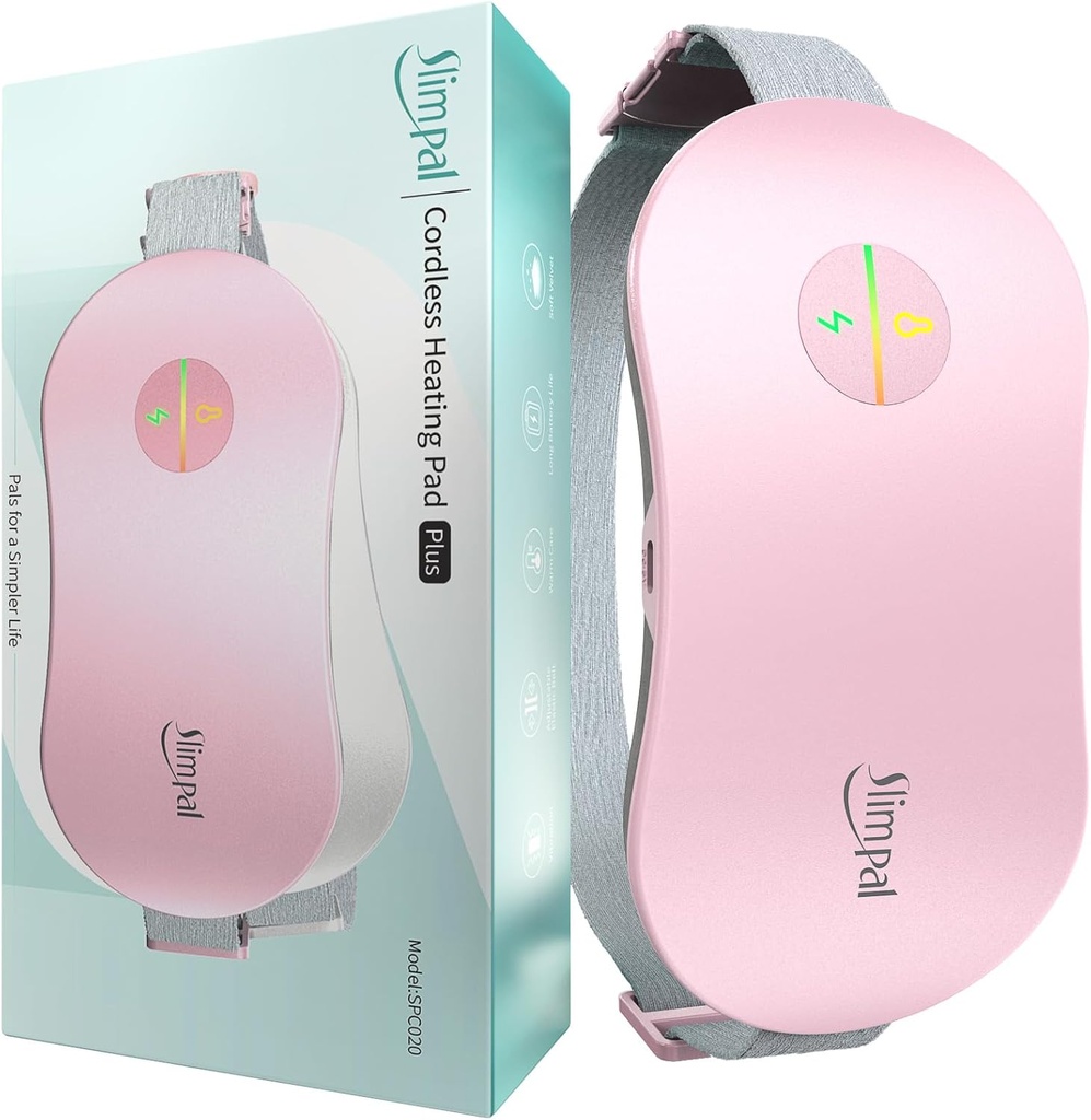Slimpal vyhřívání Pad pro období křeče, Přenosné Cordless elektrické vyhřívání Pad pro menstruační bolest Relief Heat Belt, Dobíjecí vroucí teplo Pad dárky pro její ženy dívka manželka přítelkyně, růžová