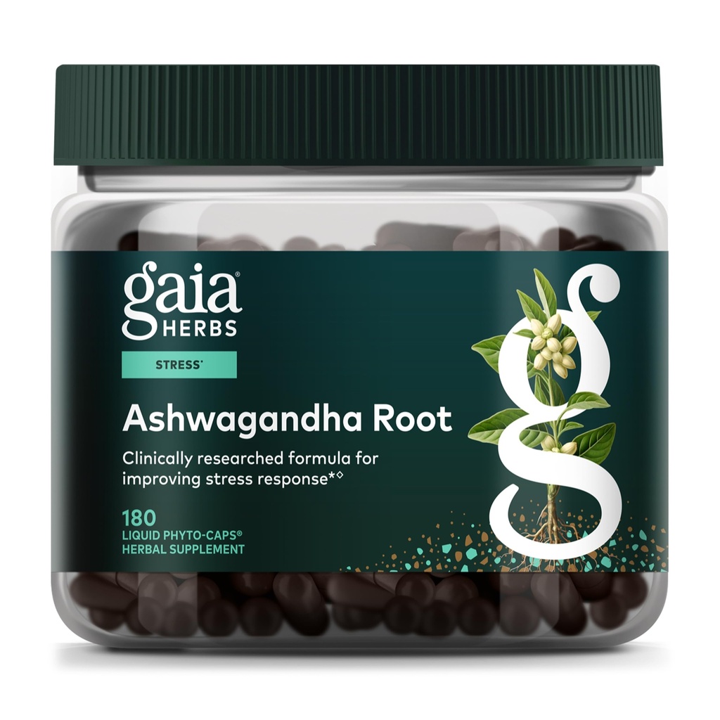 Gaia Herbs Ashwagandha Root - Stress Relief & Sleep Support Supplementary - Podporuje vyvážené energetické hladiny a pozitivní vzhled * - 180 Veganské kapalné fytokapsle (90- Day Supply)