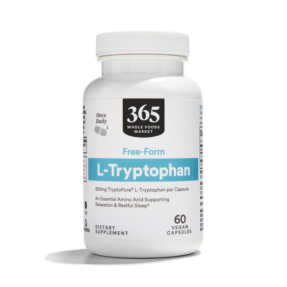 365 podle Whole Foods Market, Free- Form L- Tryptophan 500mg, Vegan, 60 Kapsle