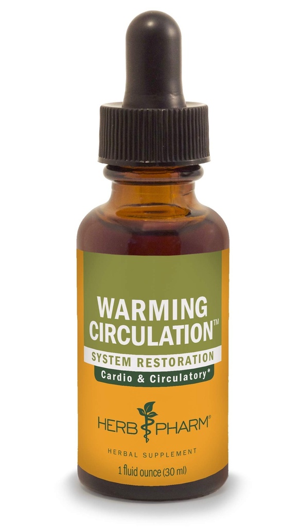 Herb Pharm Warming Circulation Liquid Herbal Formule pro kardiovaskulární a cirkulační podporu - 1 Ounce (FGINGER01)