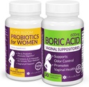Ušetřete 10% na femininní Wellness Bundle - Suppository kyseliny borité a vaginální probiotika pro pH rovnováhu a nutnou péči