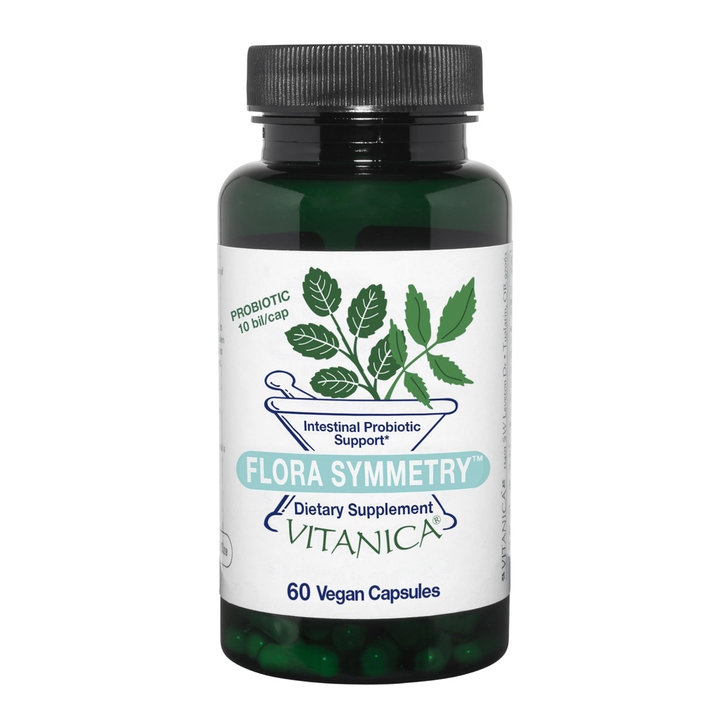Vitanica Flora Symetrie, Stabilní Probiotický dodatek, Dr. Probated Probiotika pro ženy, Probiotika pro muže a dospělé, Acidophilus Probiotic, Non- GMO, Vegan, 60 Kapsle