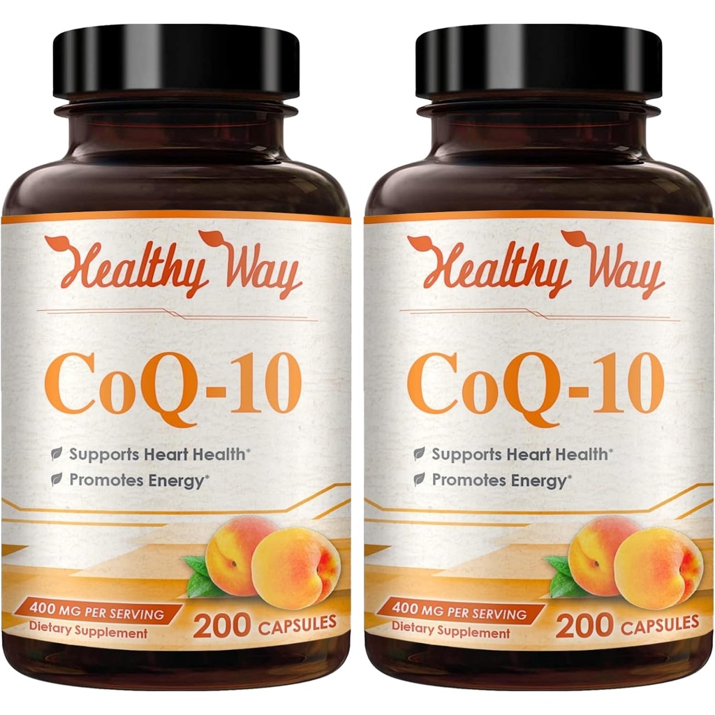 Koenzym Q10 400mg CoQ10 Dodatek - Jednou denně Coq 10 400mg Práškové kapsle pro zdravé srdce Antioxidant a energetická podpora - Non- GMO Rychlá absorpce Ubiquinone Q10 Koenzym (200 Služeb)