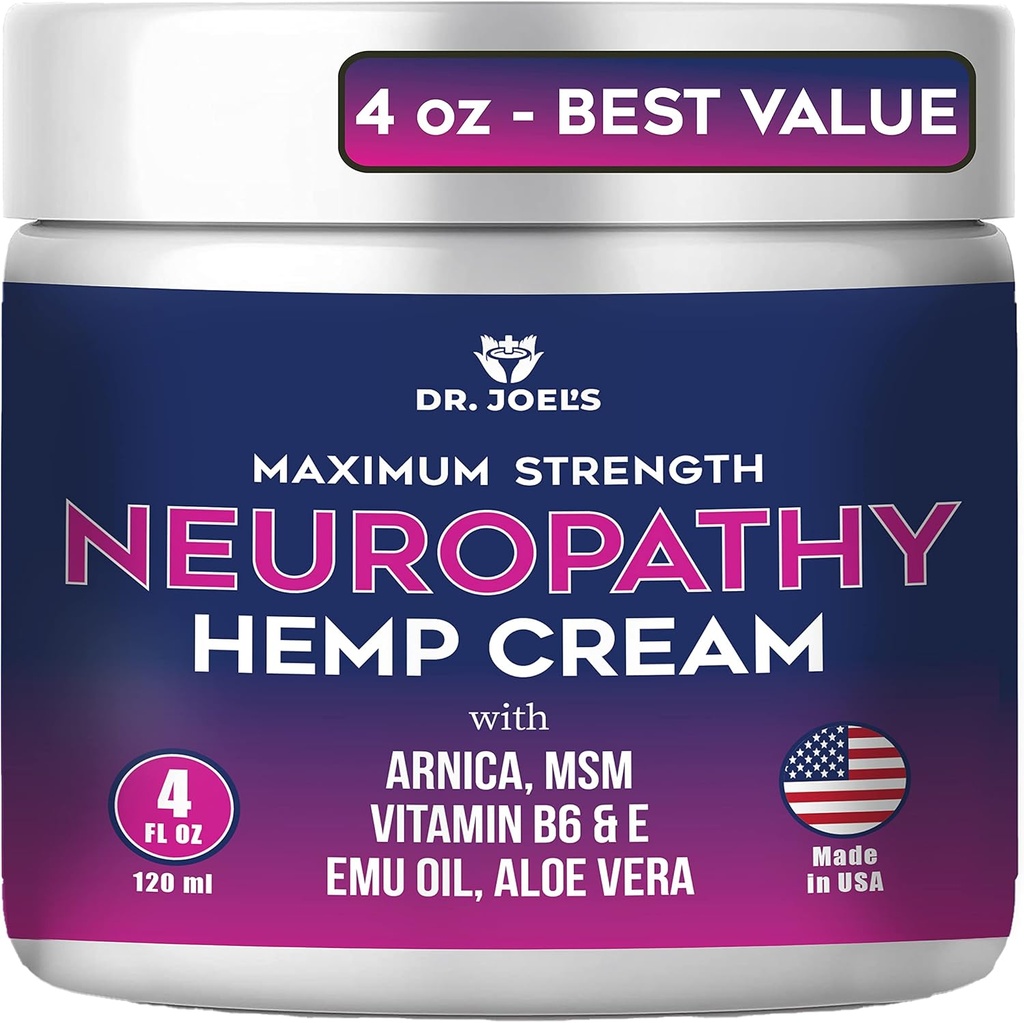 Neuropatický krém Dr. JOEL - Maximální síla Nerve Relief Cream pro nohy, ruce, nohy - 4 OZ Large - Vyrobeno v USA