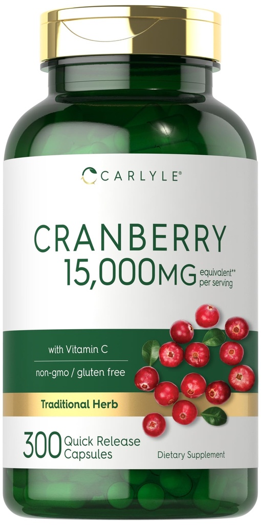 Carlyle Cranberry Pills 15000mg PHARMAN124; 300 Kapsle 124; Herb Extract Dodatek PHARMAN124; pro ženy a muže PHARMAND124; s vitaminem C PHARMAN124; Non-GMO & Gluten zdarma