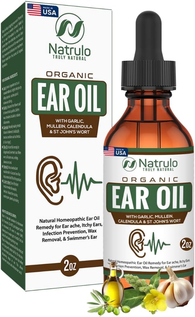 Organický ušní olej pro ušní infekci - Přírodní Earddrops for Uar Pain, Plavec 's Uar & Wax Removal - Děti, dospělí, Baby & Dog Earche Remedy - Ušní kapky s Mullein, Česnek vyrobený v USA
