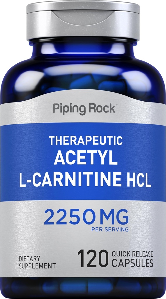 Piping Rock Acetyl L- karnitin HCL 124; 2250mg Acetyl 124; 120 Kapsle 124; Terapeutický dodatek Acetyl L- karnitin HCL, gluten zdarma